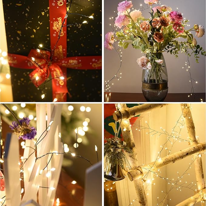Dailyart Fairy Lights Plug in, 1000 Led Twinkle String Light with Remote 75Ft Waterproof 8 Modes Warm Cluster Lights with Timer for Bedroom Wreath Window Wedding Christmas Tree Decoration,Black Wire