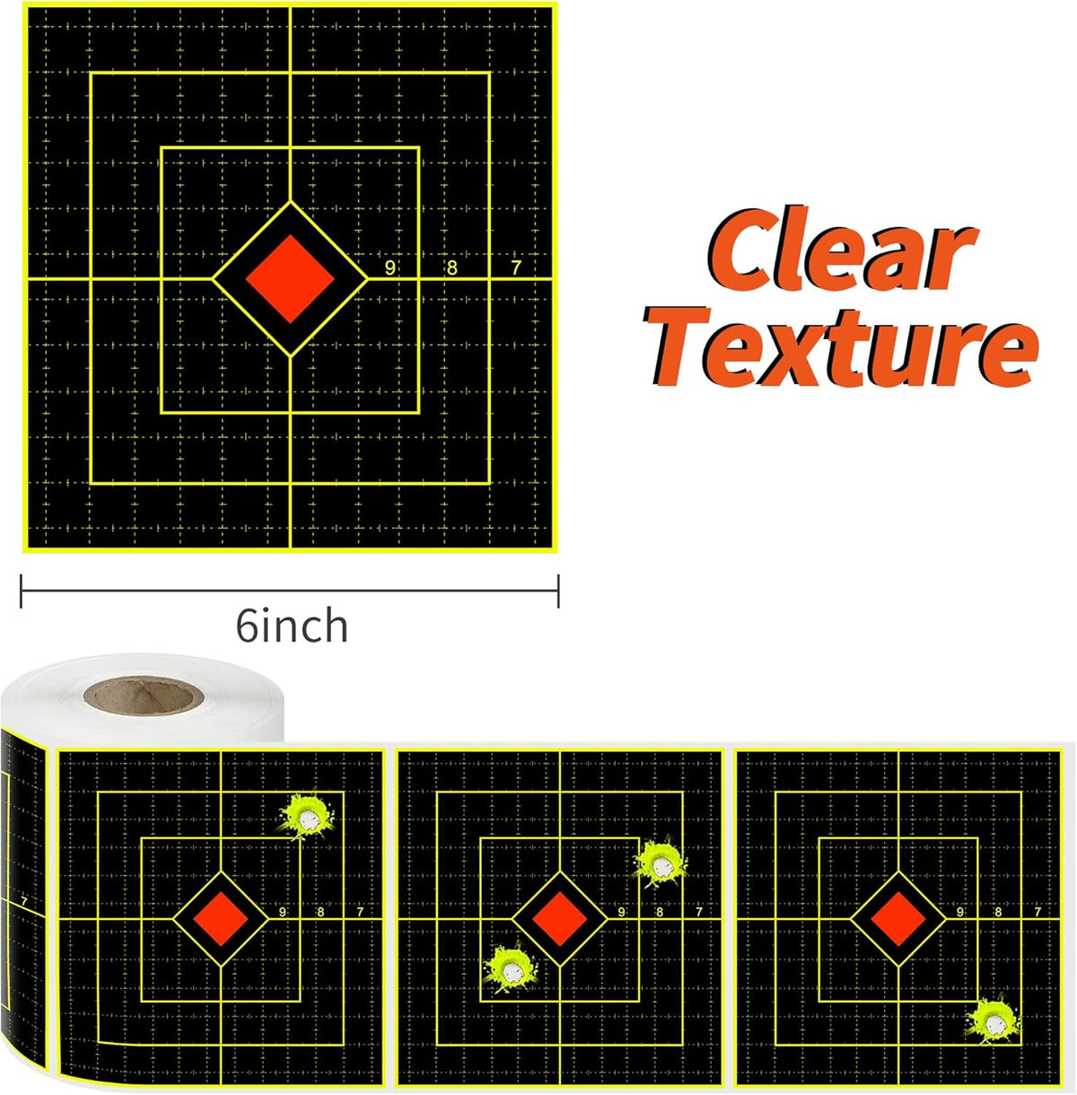 Skiennix Shooting Targets - 100 Pcs Self-Adhesive Splatter Stickers with Fluorescent Yellow Impact Feedback