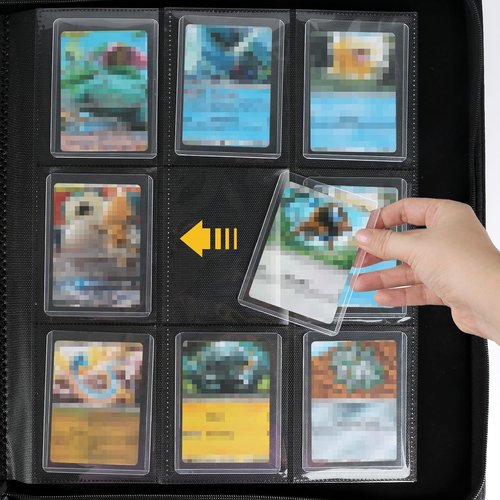 GERMUN Toploader Binder - Holds 324 Toploaders | 9 Pocket Double-Sided Storage for 3 x 4'' Cards - Diamond Blue