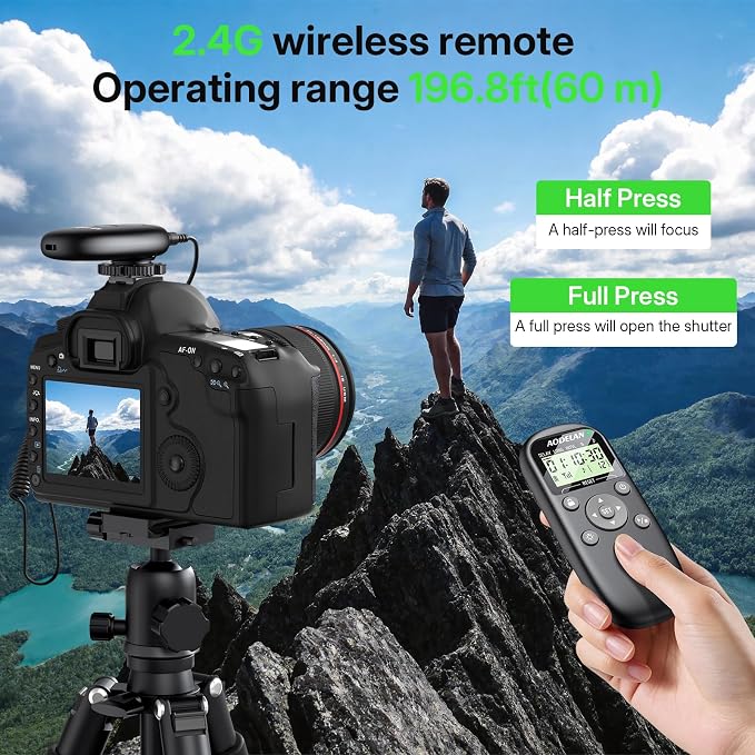 AODELAN Rechargeable Camera Timer Intervalometer Remote Control