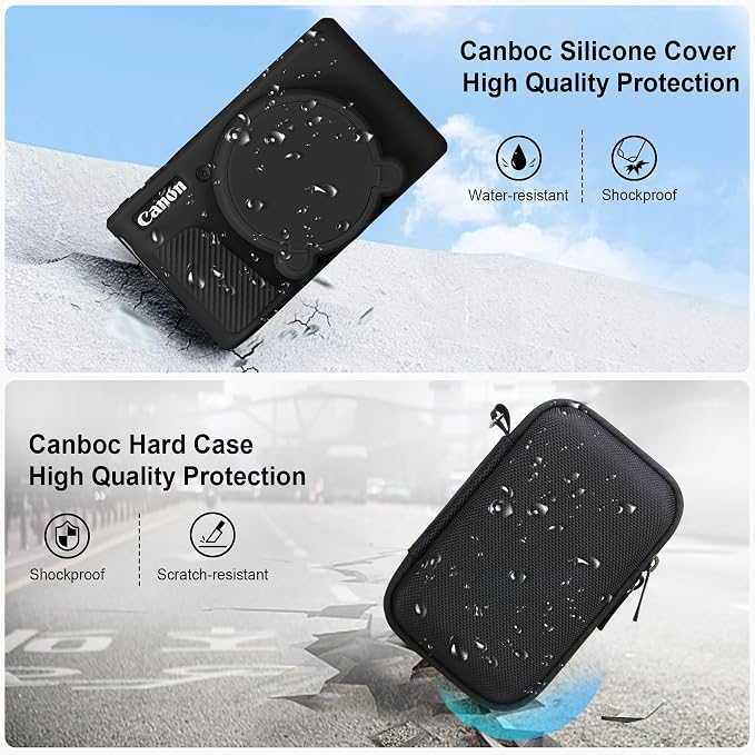 Canboc Case for Canon PowerShot SX740/SX730, Hard Carrying Case + Soft Silicone