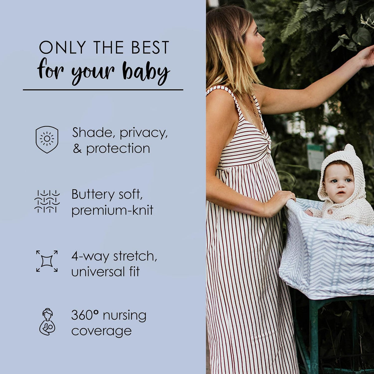 Milk Snob Original 5-in-1 Cover - Added Privacy for Breastfeeding, Baby Car Seat, Carrier, Stroller, High Chair, Shopping Cart, Lounger Canopy - Newborn Essentials, Nursing Top, Soho