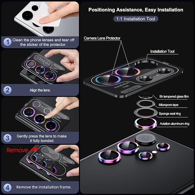 WSKEN for Samsung Galaxy S24 Ultra Camera Lens Protector, Ultra Thin Scratch