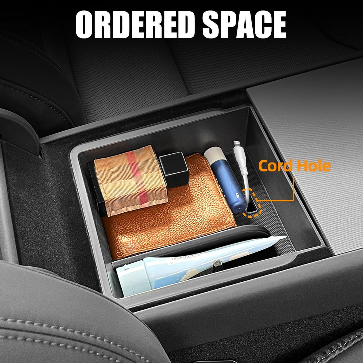 2 Pcs Center Console Organizer Trays for New Tesla Model Y 2025 2026 Juniper and Tesla Model 3 2024 2025 Highland Center Console and Armrest Box Accessories