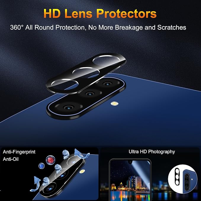QsmQam 3 Pack Screen Protector for Samsung Galaxy A17 5G + 3 Pack Camera Lens