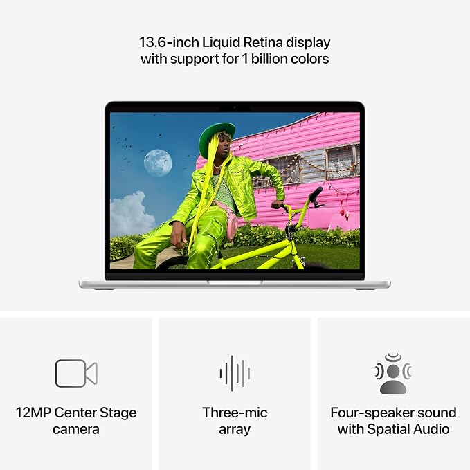 Apple 2026 MacBook Air 13-inch Laptop with M5 chip: Built for AI, 13.6-inch Display, 16GB Unified Memory, 512GB SSD, 12MP Center Stage Camera, Touch ID, Wi-Fi 7; Silver with AppleCare+ (3 years)