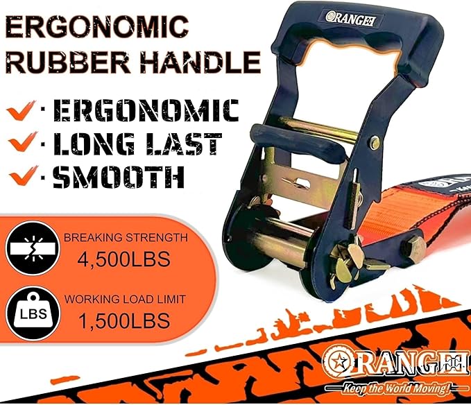 ORANGEE® Wheel Chock Tie Down Kit with Rubber Grip Sleeve for Trailer E Track System for ATV, UTV, Lawn Mower & Small Tractor and More Working Load 1500lb…