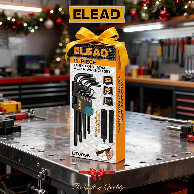 ELEAD 11-Piece Torx Star Allen Wrench Set with Extension Bar, T10-T50 Long Arm Torx Key Set, Heat-Treated S2 Steel