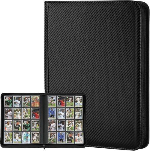 GERMUN Trading Card Binder - 16 Pocket Premium Card Holder for 1000+ Cards | Carbon Black Album