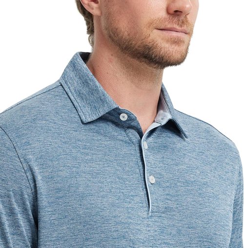 M MAELREG Golf Shirts for Men - Short Sleeve Moisture-Wicking Striped Polo | Casual Performance Fit