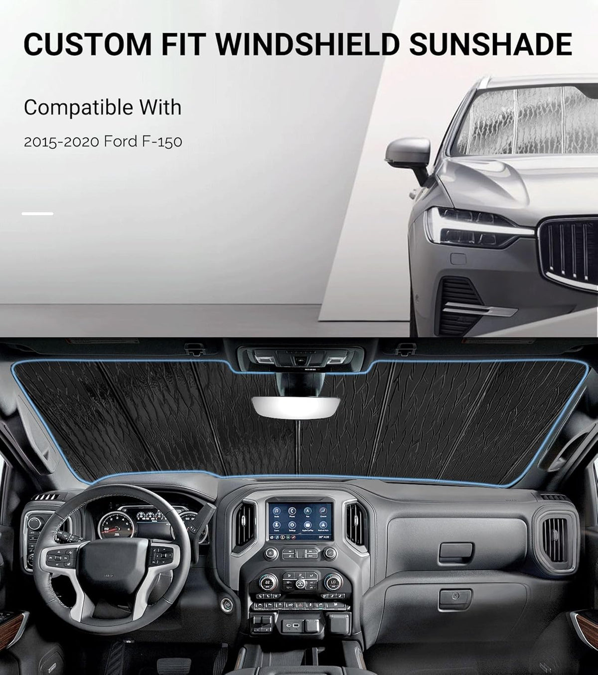 Pigenius Windshield Sun Shade for Ford F-150 2015-2020 Custom Front Window Sunshade- AstraGuard