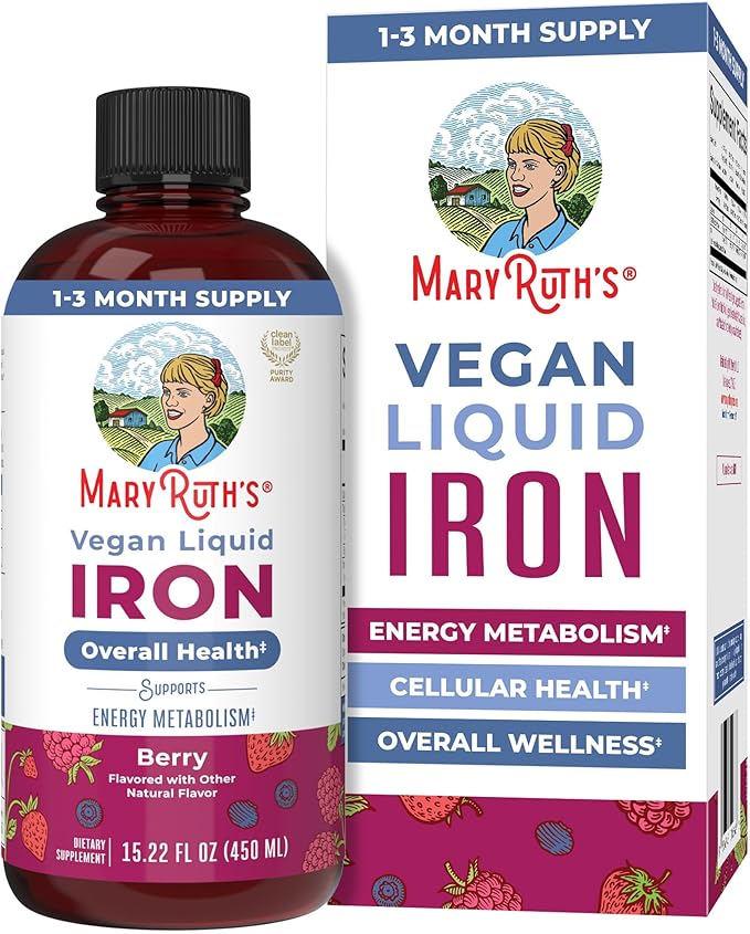 Iron Supplement for Women Men & Kids | Liquid Iron Supplement for Women Men & Kids | Iron for Healthy Blood & Oxygen | Ages 4 & Up | Sugar Free | Vegan | Non-GMO | Gluten Free | 15.22 Fl Oz
