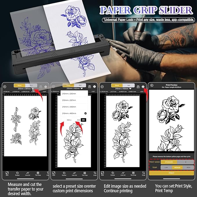 Wireless Tattoo Stencil Printer, Portable Bluetooth Thermal Tattoo Printer