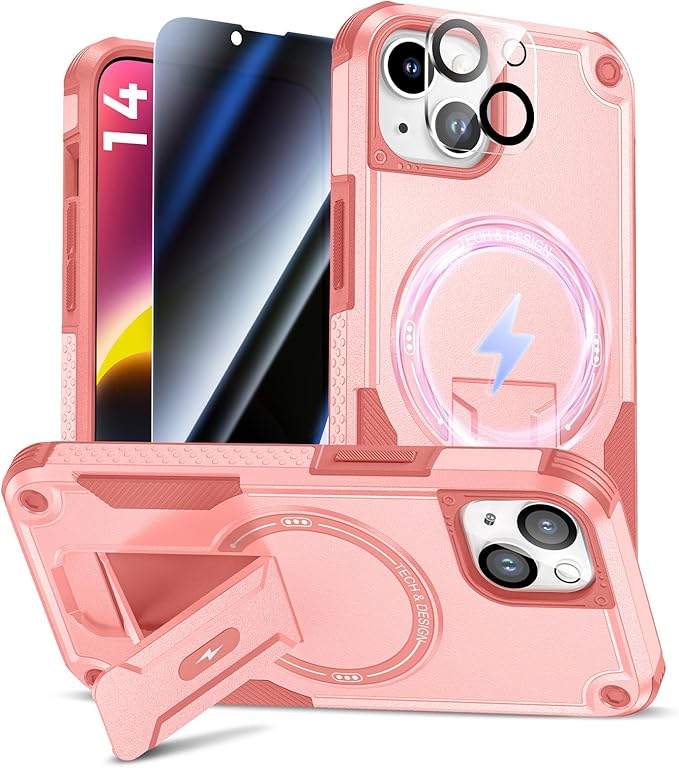 Goton for iPhone 14 Case with Privacy Tempered Glass Screen Protector & Camera