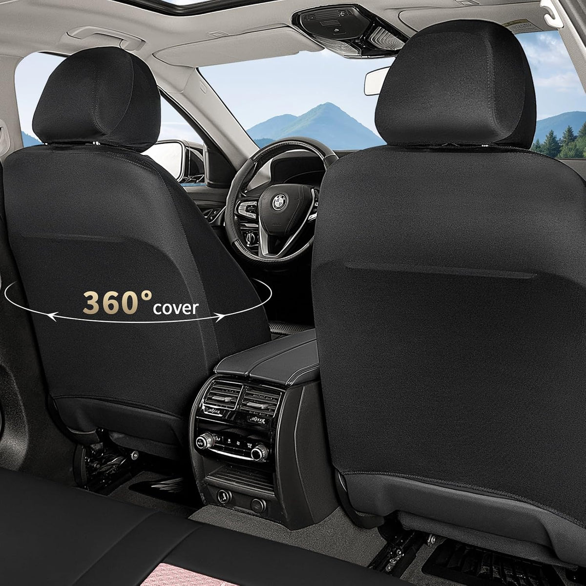 FLORICH Seat Covers Front Seats Pink Seat Cover 2 Pack Leather Mesh Automotive Car Seat Cover Breathable Durable Car Interior Cover Cushion Universal Fit for Most Car SUV Sedan Truck, Black&Pink