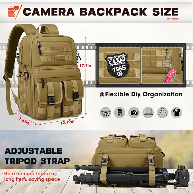 RAINSMORE Camera Bag Backpack for DSLR/SLR/Mirrorless Camera Bags for