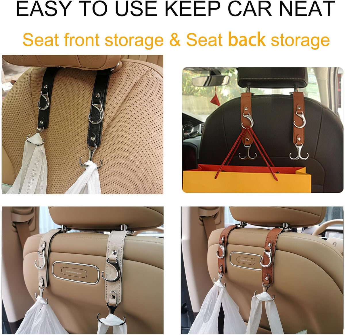 Car Headrest Hook Faux Leather Hanger Purse Bag Holder Purse Hook