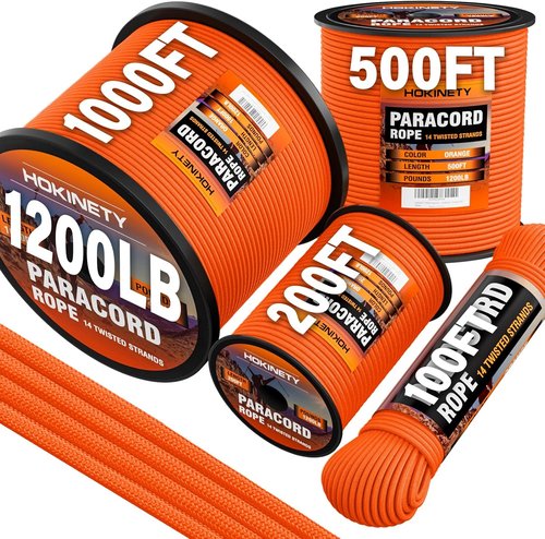 1200 Paracord Rope - 4.4mm 14 Strand Nylon Parachute Cord for Outdoor Camping & DIY Projects | 100FT Orange