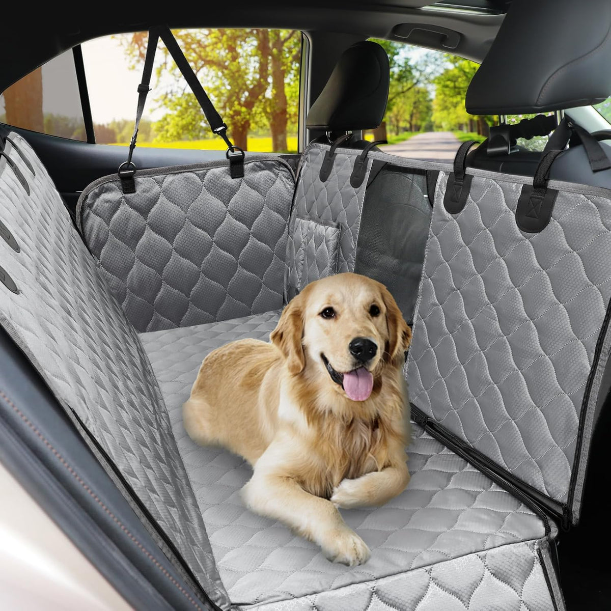 PETICON Dog Car Seat Cover for Back Seat, Waterproof Dog Hammock for Pets