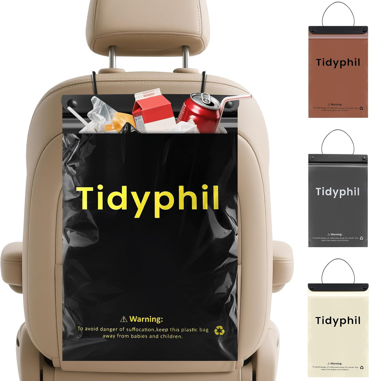 150 PCS Disposable Car Trash Bags Hanging, Leak-proof, Odor Seal. 2 Gallon Car Garbage Bags, Big Capacity. Independent of Car Trash Can, Easy Stick-On Car trash Bin for Car, SUV, Truck, Stroller.Black