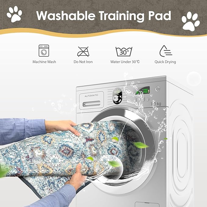 Washable Pee Pad for Dogs 2 Pack, 36" x 36" Reusable Puppy Pads Waterproof Dog Rugs, Super Absorbent, Leakproof, Dog Crate Pad, Playpen Mat, Whelping Pads, Vintage