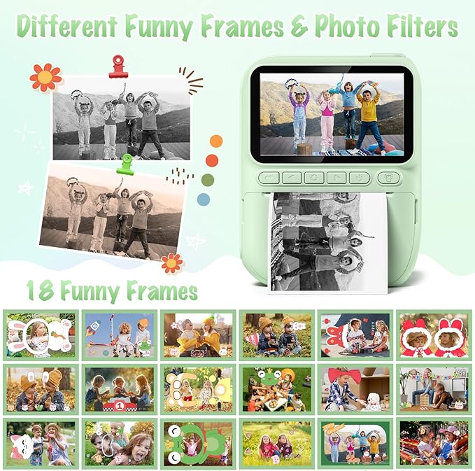 Kids Camera Instant Print, 3.0" HD 32MP 1080P Toddler Digital Camera