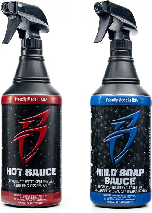 Boat Bling Hot Sauce | Premium Hard Water Spot Remover & Upholstery Cleaner - 32 oz Bottles (2-Pack)