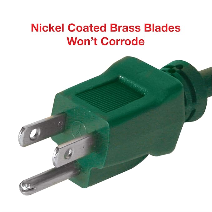 Clear Power 80 ft Lawn & Garden Outdoor Extension Cord 16/3 SJTW, Green, Water, Weather Resistant & Flame Retardant, 3 Prong Grounded Plug, for Christmas Lights and Holiday Decorations, CP10202