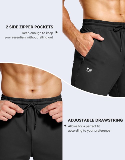 Men's Fleece Lined Winter Pants 32"/34"/36" Inseam Tall Sweatpants with Zipper Pockets Warm Athletic Joggers Men(Black,34-XL)