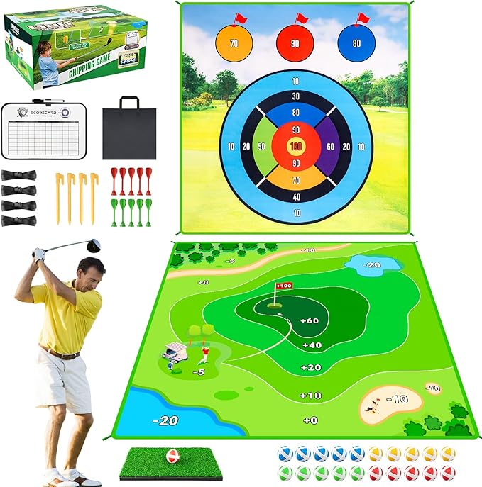 Golf Chipping Practice Mat for Backyard Games, Battle Golf Hitting Mat for Swing Training, Fun Golf Party Game, Perfect for Outdoor Activities