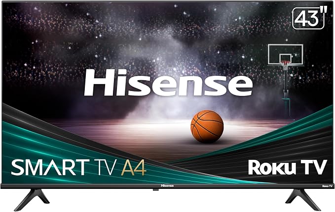 Hisense 43-Inch Class A4 Series FHD 1080p Smart Roku TV with Alexa Compatibility (43A4NR) - Dolby Audio, Slim Bezel Design, Google Assistant