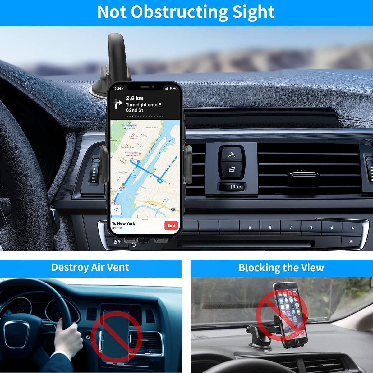 APPS2Car 14'' Gooseneck Car Truck Phone Holder, Windshield Phone Mount