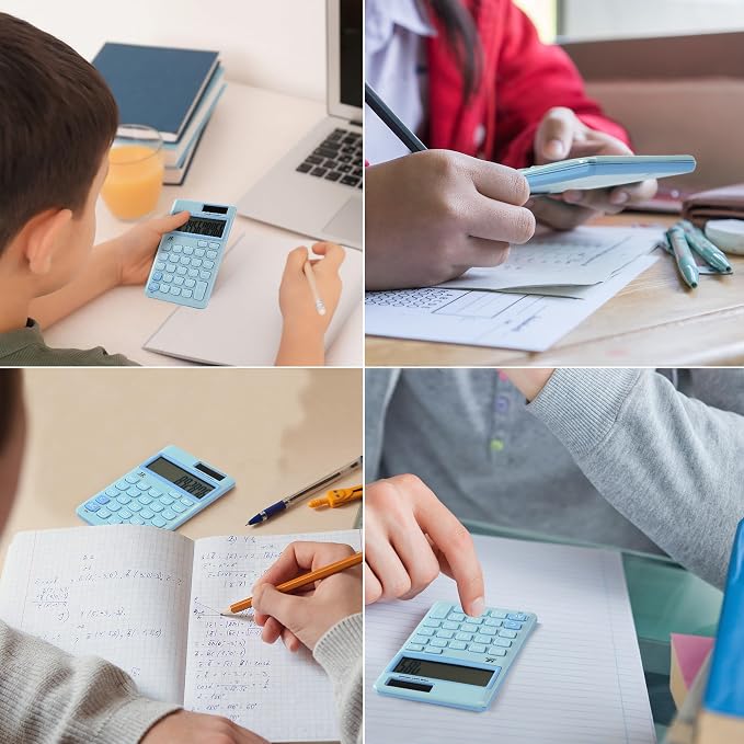 Mr. Pen- Standard Function Calculator, 12 Digits, Small Light Blue Solar Pocket