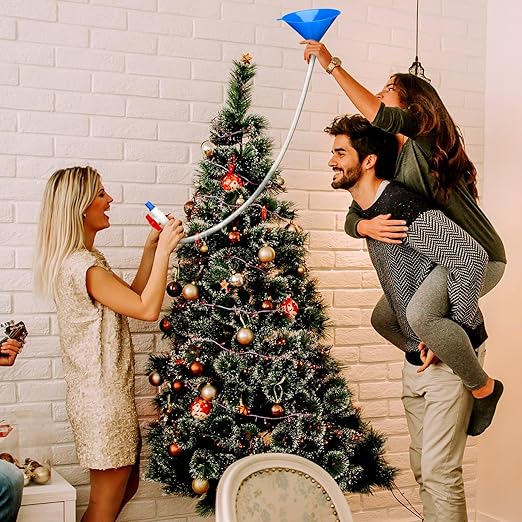 2 Set Beer Bong Tube and Funnel with Valve, 5.9 ft Kink Free Hose Drinking Funnel with 8 Interchangeable Mouthpieces 2 Shotgun Keychain Tool Bottle Opener for Christmas Bachelor Party