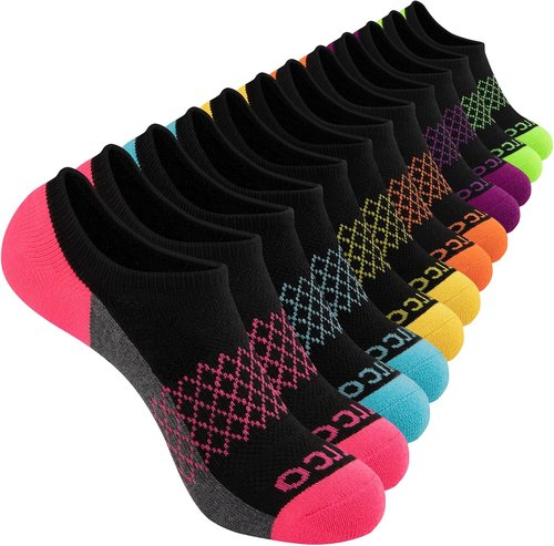 Eallco No Show Socks - Women's Athletic Cushioned Low Cut Non-Slip Running Ankle Socks | 6 Pairs