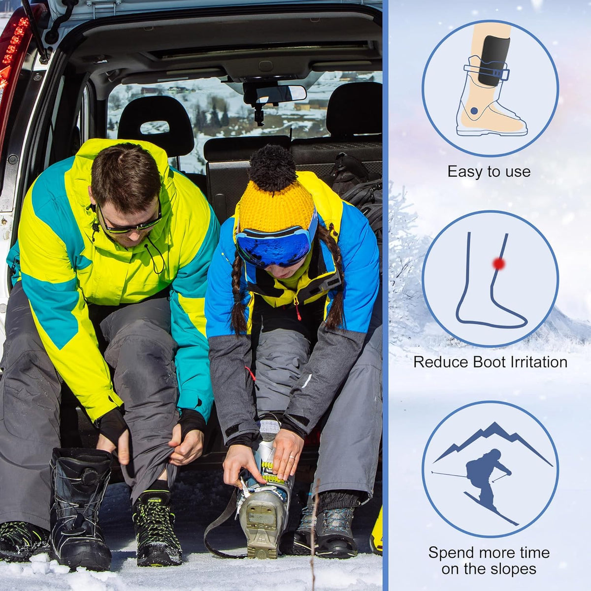 Skiennix Snowboard Shin Pads - Thickened Foam Ski Shin Guards | Cuttable 6.5x5 Inch Protection