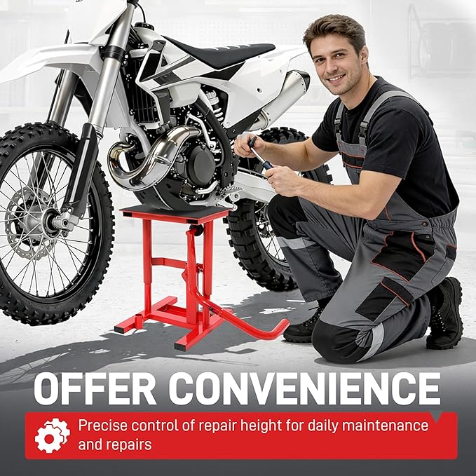 ALMULOO Dirt Bike Lift Stand Motorcycle Jack Lift Stand 330 LBS Capacity 10.1"-19.7" Adjustable Height Hoist Table Steel