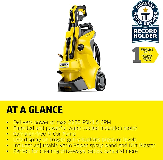 Kärcher Pressure Washer, K4 Power Control, Max 1900 PSI, 26 ft. Hose, 2 Spray Wands - 1.5 GPM
