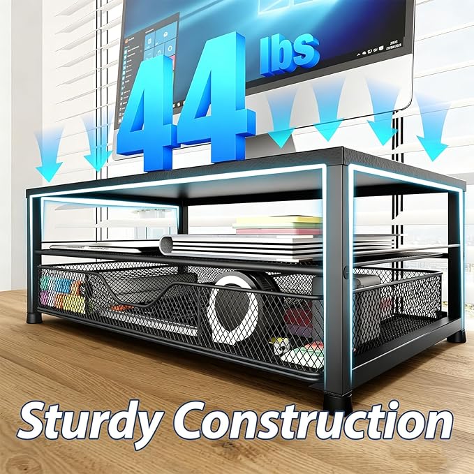 OPNICE Desk Organizer and Accessories, 2-Tier Computer Monitor Stand Riser