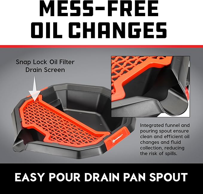 Powerbuilt 2-in-1 2 Gallon Oil Drain Caddy, Tool Creeper, Drain Pain - Red Black 642964ECE