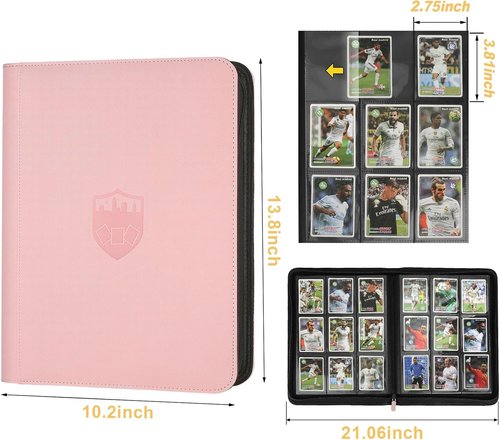 GERMUN Trading Card Binder - Premium 9 Pocket Holder for 360 Cards | Double-Sided Album in Pink