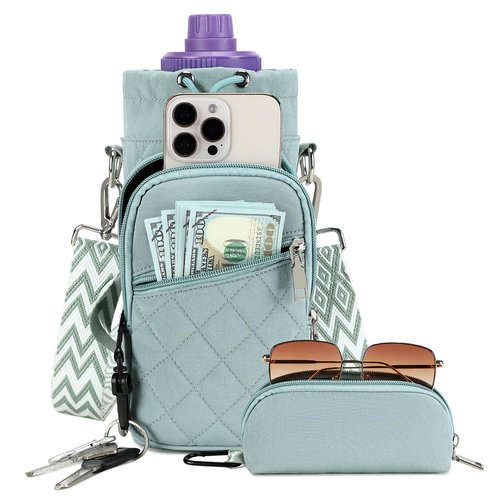 AGLOD Water Bottle Carrier Bag with Strap, Water Bottle Holder Crossbody Bags for Women Men for Walking, Hiking,Cycling