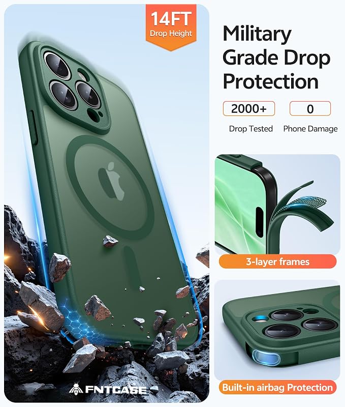 FNTCASE for iPhone 15 Pro Case: Translucent Matte Cases