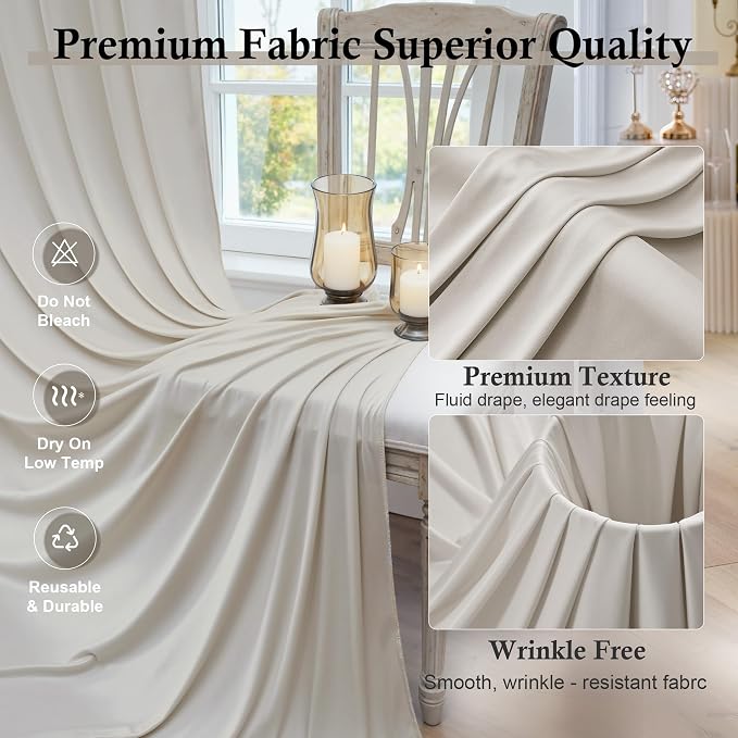 50ft x 15ft Beige Backdrop Curtains