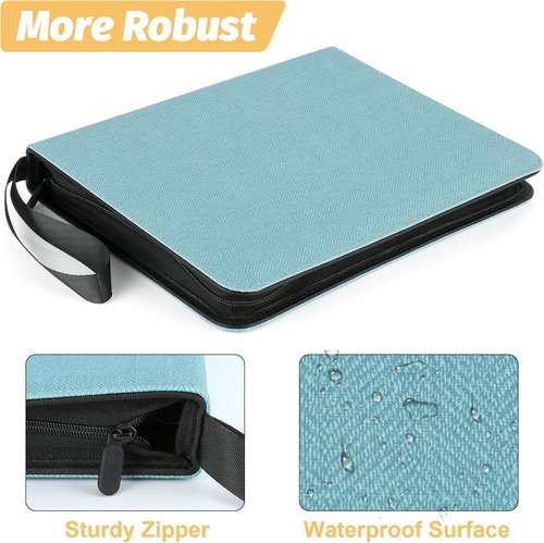 GERMUN Premium Zip Trading Card Binder - 9 Pocket Album for MTG, TCG & Sports Cards | Lake Blue, 720 Double-Sided Pockets
