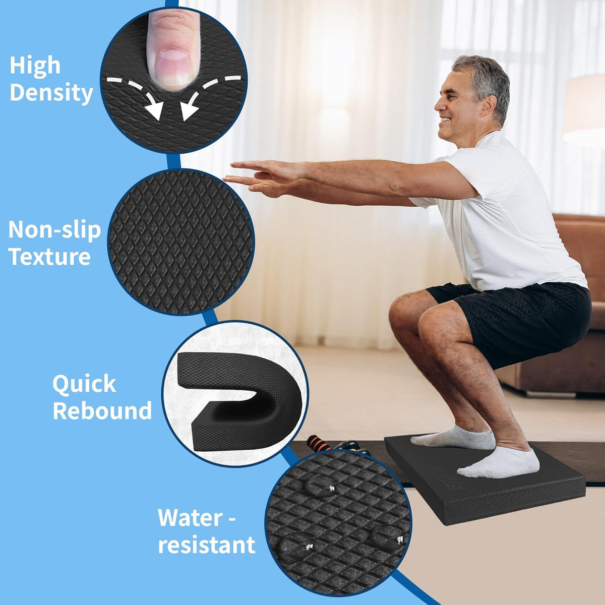 Skiennix Professional Foam Balance Pad - Large Stability Board for Physical Therapy & Rehabilitation