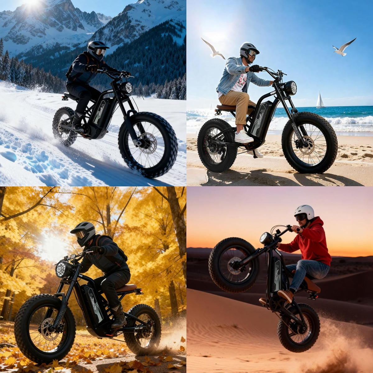 Skiennix Electric Bike - 1500W Peak Motor with 48V/20AH Battery | 20" Fat Tire for All Terrain Riding