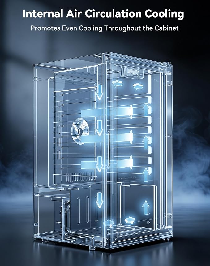 3.1 Cuft Beverage Fridge, 130 Can Mini Fridge, Glass Door, 34-64°F, Silver | LED Interior Light, Adjustable Removable Shelves, Freestanding for Bedroom, Office & Bar