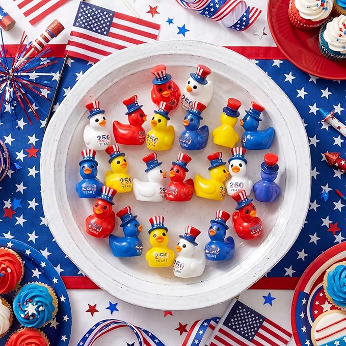 Skylety 36 Pcs Patriotic Mini Ducks 4th of July Independence Day Party Decor