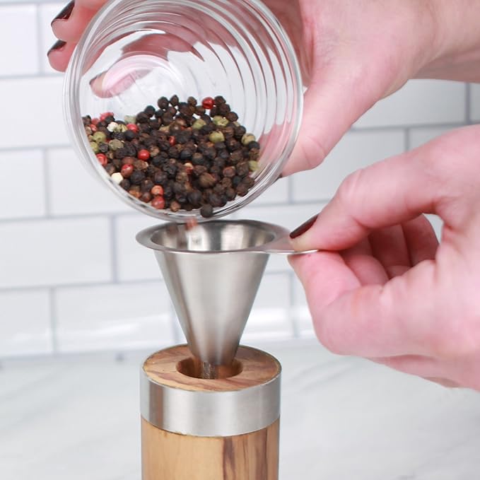RSVP International Endurance Collection Kitchen Spice Jar/Oil Bottle Funnel, Stainless Steel and Dishwasher Safe, Angled Spout